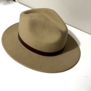 Brixton 100% wool tan Messer Fedora with Brown Band